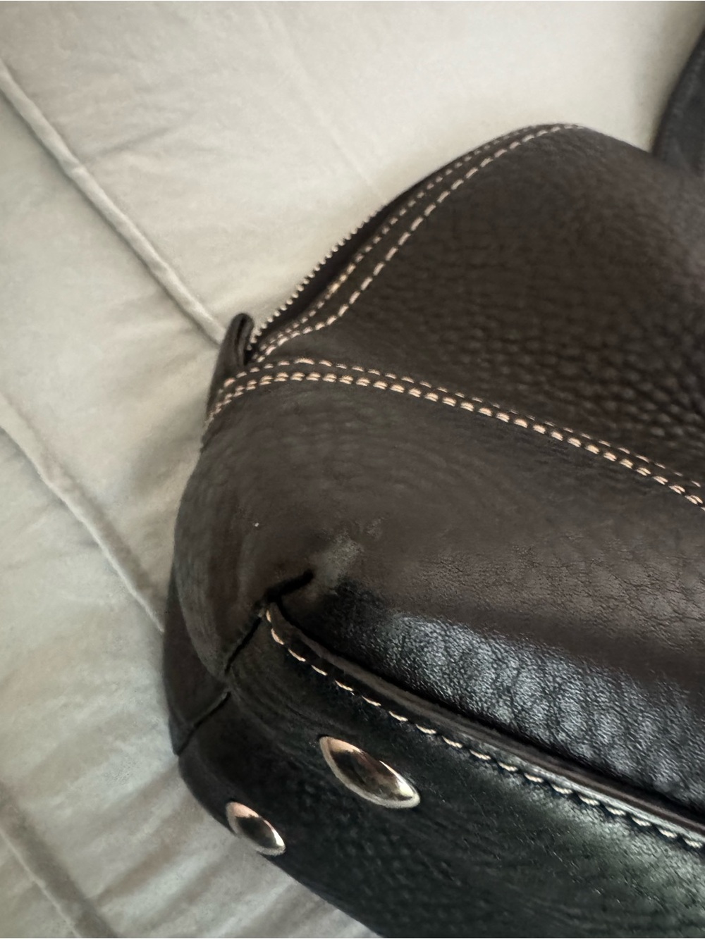 PRE-LOVED ,and  like new, , Coach Hampton  black Pebbled Leather Domed  satchel - Picture 8 of 11